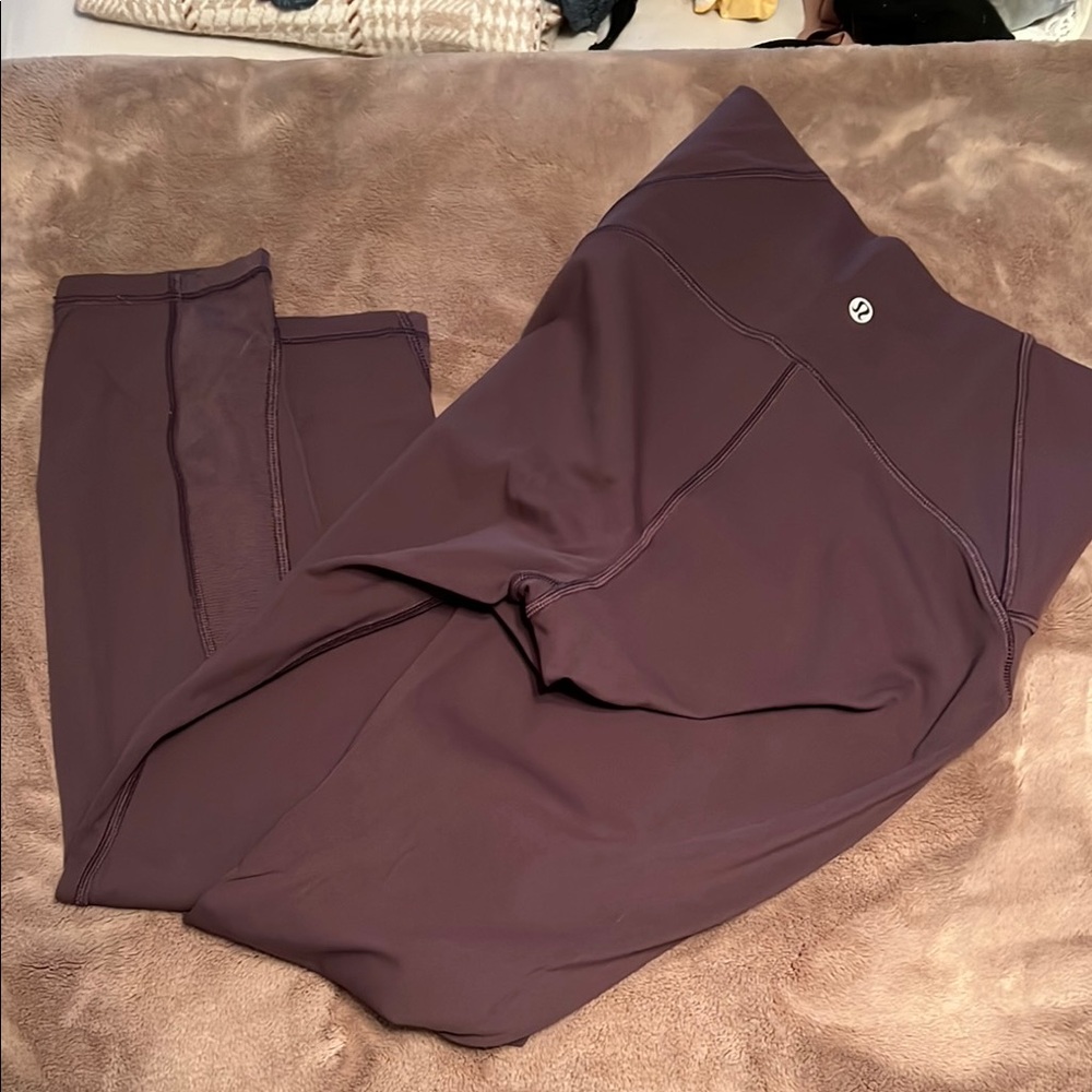 lululemon eggplant leggings with mesh detail